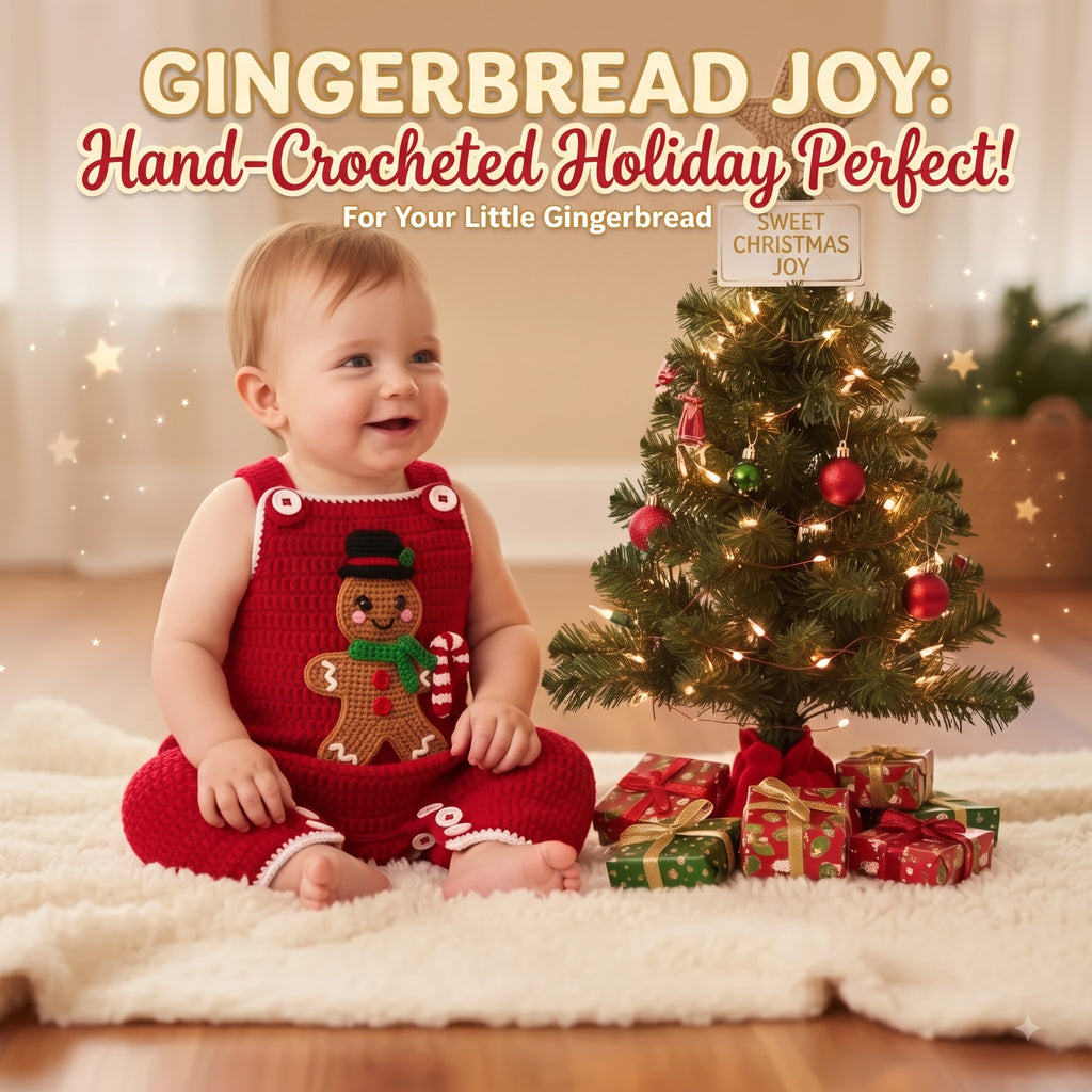 Crochet Baby Christmas Outfit, Gingerbread Baby Romper and Hat Set, Newborn Photo Prop, First Christmas Gift