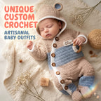 Crochet Bear Baby Romper, Personalized Hooded Newborn Outfit, Baby Coming Home Outfit, Newborn Photo Prop, Baby Shower Gift