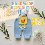 Crochet Duck Baby Romper, Handmade Blue Baby Overalls, Newborn Photo Prop, Easter Baby Outfit, Baby Shower Gift