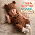 Crochet Bear Baby Outfit Set, Brown Teddy Bear Romper with Hat and Booties, Newborn Photo Prop, Coming Home Outfit, Baby Shower Gift