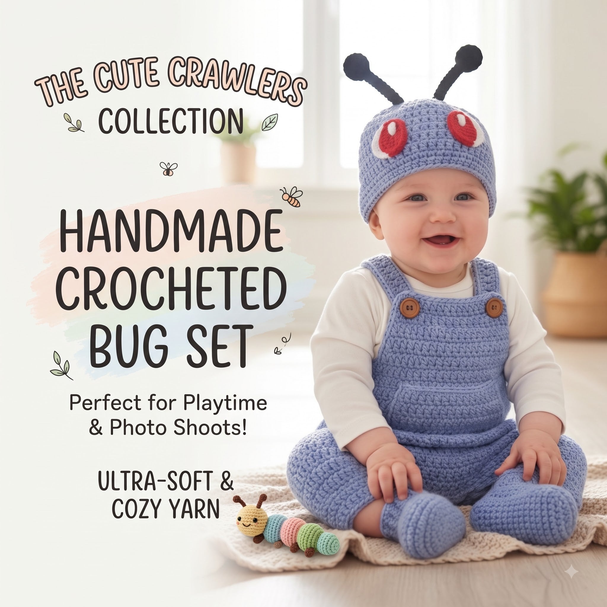 Crochet Alien Baby Outfit, Handmade Bug Antenna Hat, Romper & Booties Set, Newborn Photo Prop, Halloween Costume, Baby Shower Gift