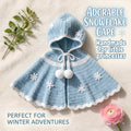 Crochet Baby Cape, Handmade Blue Snowflake Hooded Poncho, Winter Princess Newborn Photo Prop, Baby Shower Gift