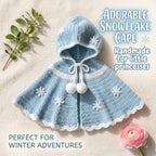 Crochet Baby Cape, Handmade Blue Snowflake Hooded Poncho, Winter Princess Newborn Photo Prop, Baby Shower Gift