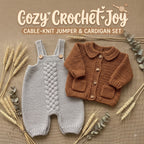 Handmade Crochet Baby Outfit, Cable Romper & Brown Cardigan Set, Newborn Coming Home Outfit, Baby Shower Gift