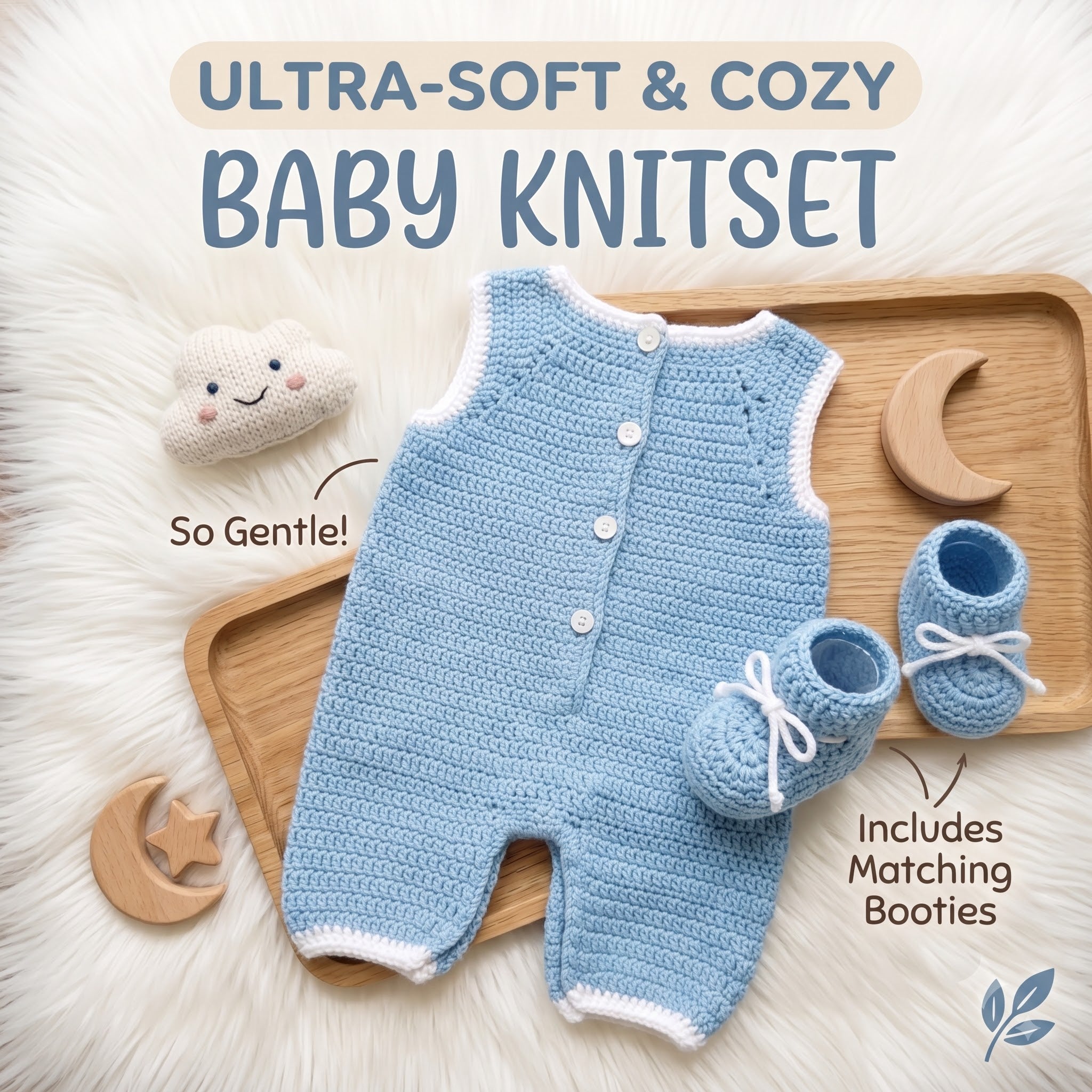 Handmade Crochet Baby Romper & Booties Set, Blue Newborn Coming Home Outfit, Baby Boy Photo Prop, Baby Shower Gift