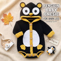 Crochet Penguin Baby Romper, Handmade Hooded Costume, Newborn Photo Prop, Baby’s First Halloween Outfit, Winter Baby Gift