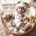 Crochet Teddy Bear Baby Outfit, Handmade Romper Hat & Booties Set, Newborn Coming Home Outfit, Baby Shower Gift