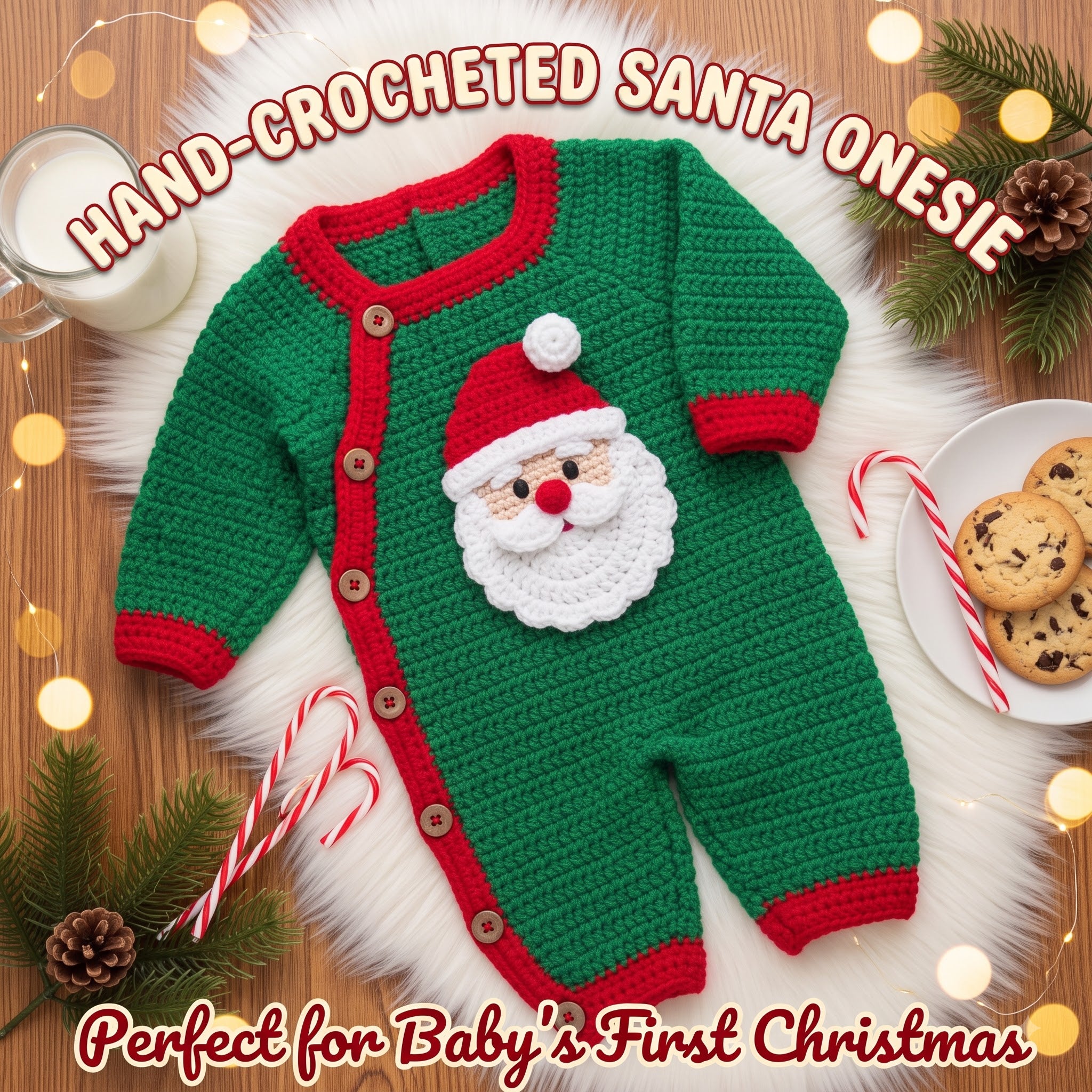 Crochet Santa Baby Romper, Handmade Christmas Newborn Outfit, Baby’s First Christmas Photo Prop, Holiday Baby Gift
