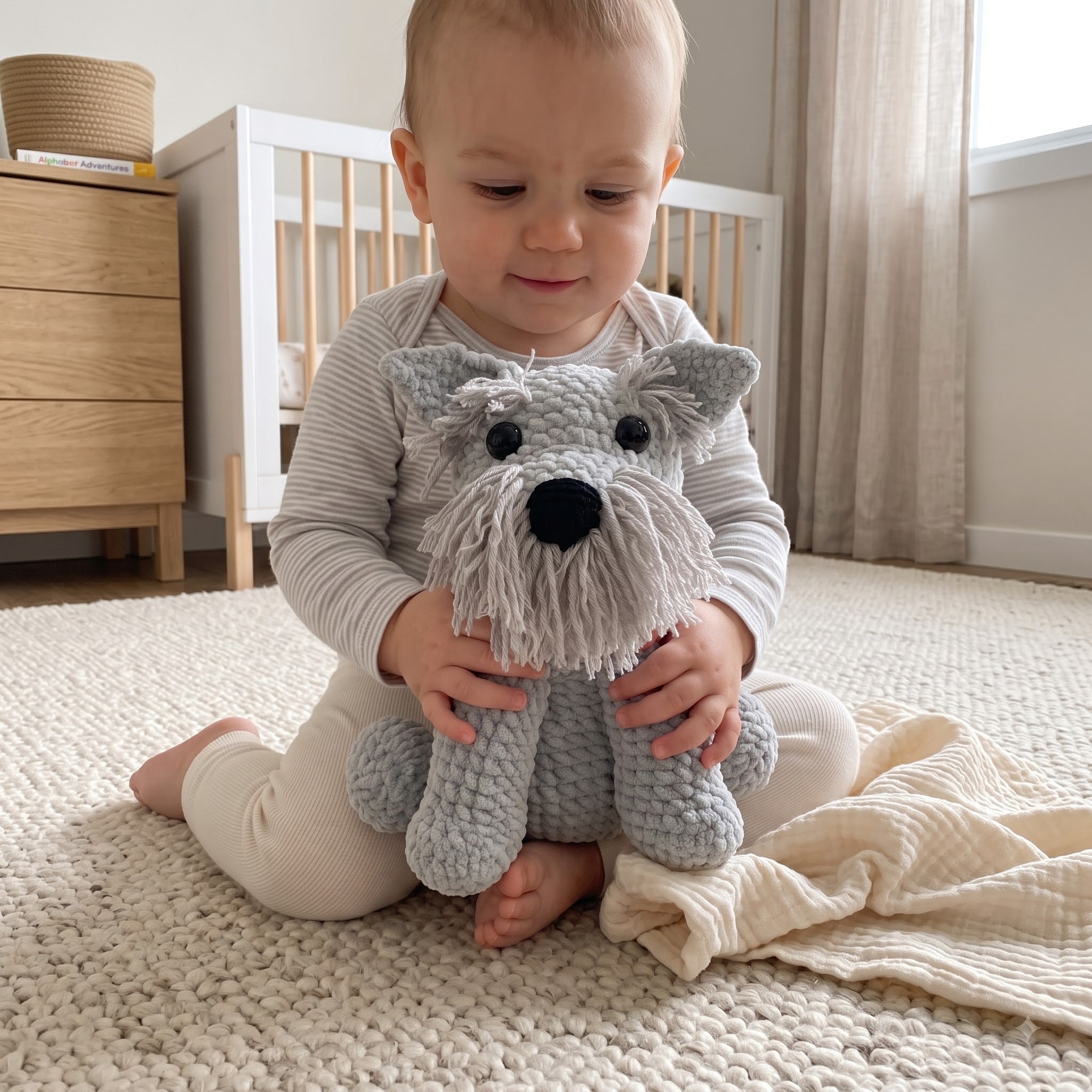 Handmade Crochet Schnauzer Plush, Miniature Schnauzer Stuffed Animal, Gray Amigurumi Dog, Dog Lover Gift, Pet Memorial Keepsake