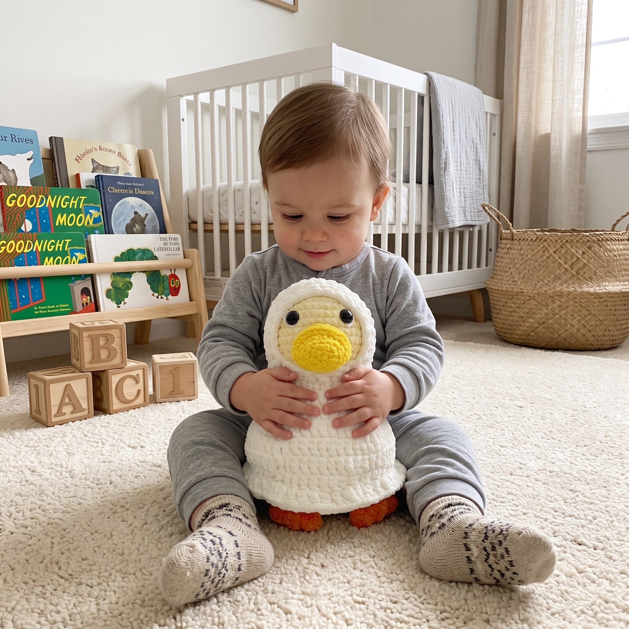 Handmade Crochet Duck Plush, White Amigurumi Duck Stuffed Animal, Soft Farm Animal Plushie, Duck Lover Gift, Cute Nursery Decor