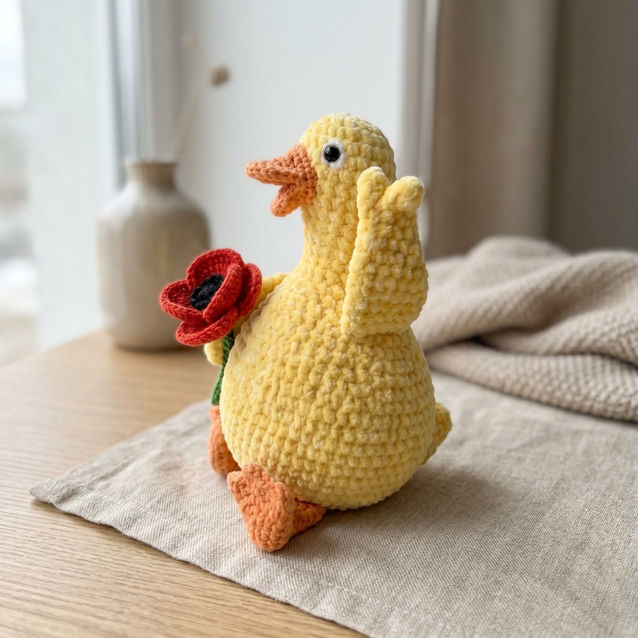Duck Crochet Pattern PDF, Amigurumi Duck with Flower Tutorial