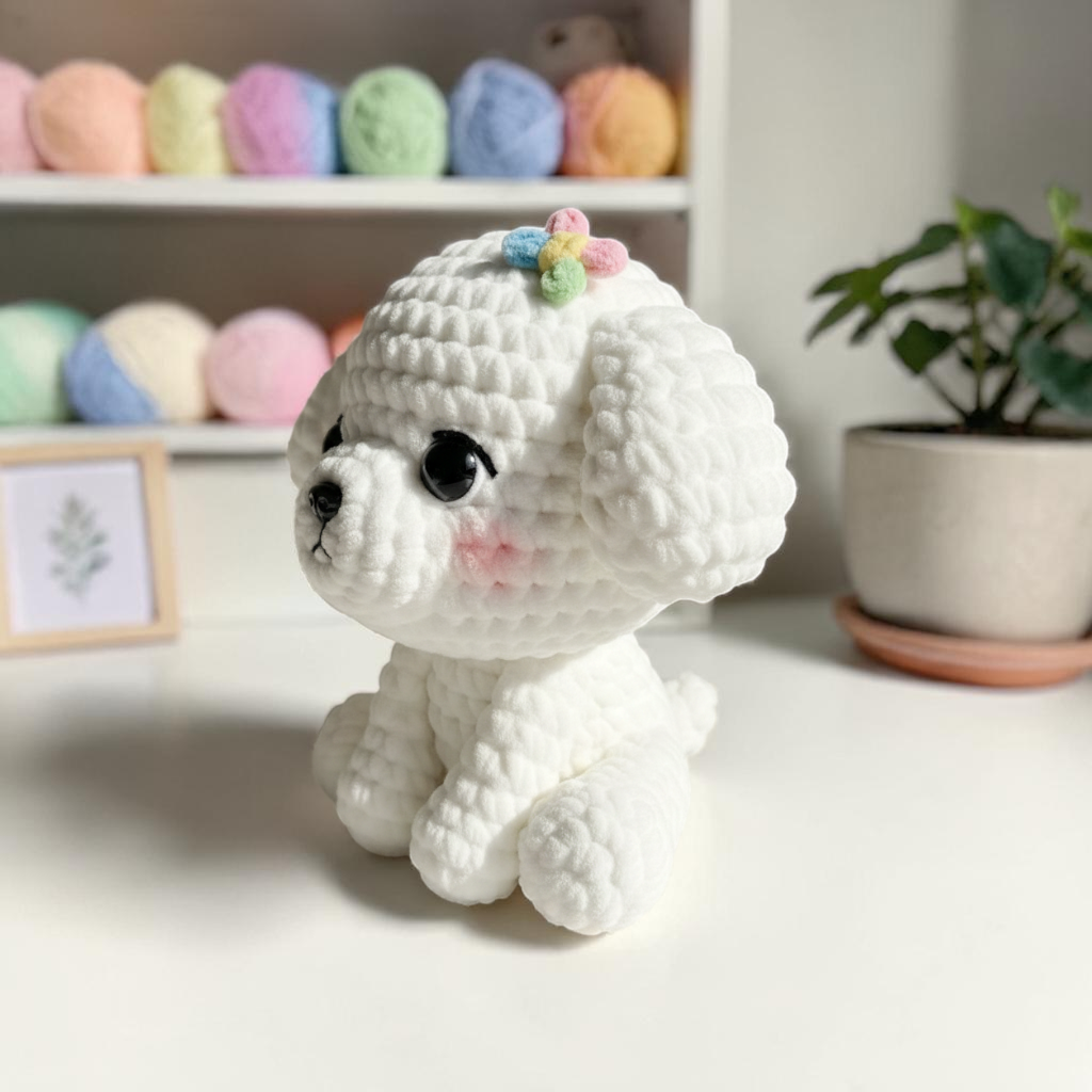 White Puppy Crochet Pattern PDF, Cute Dog Amigurumi Pattern