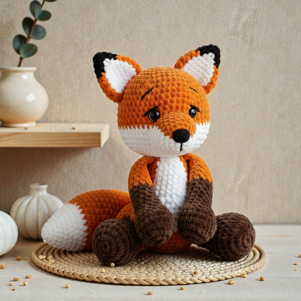 Fox Crochet Pattern PDF, Cute Amigurumi Fox Plush Toy