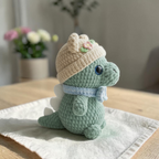 Mini Dinosaur Amigurumi Crochet Plush, Cute Handmade Dino with Hat