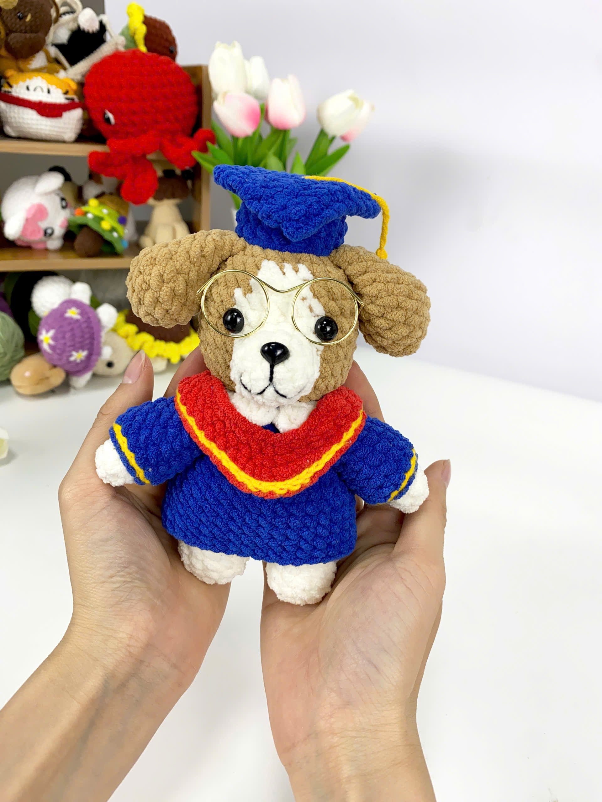 Graduation Dog Amigurumi Crochet Pattern: 2in1 Bundle (PDF Tutorial)