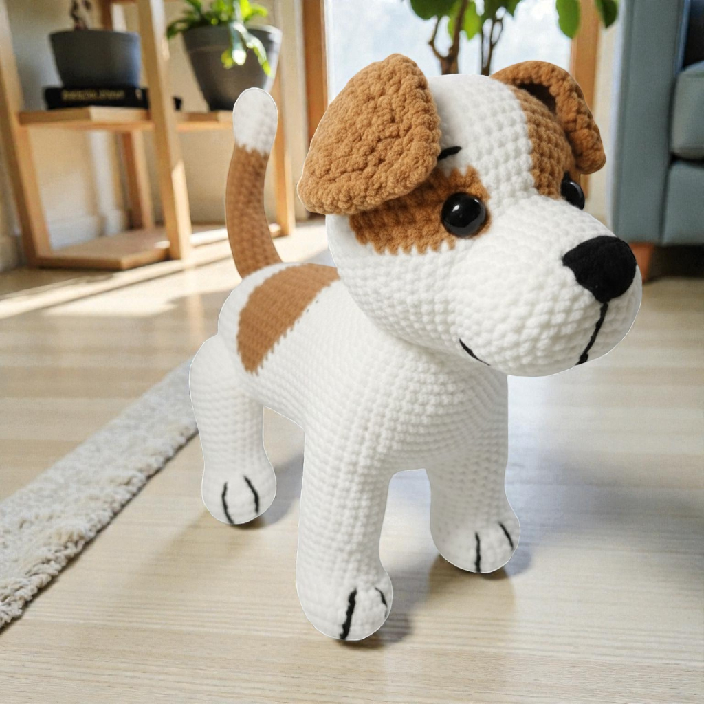 Jack Russell Crochet Dog Pattern, Amigurumi Puppy PDF Tutorial
