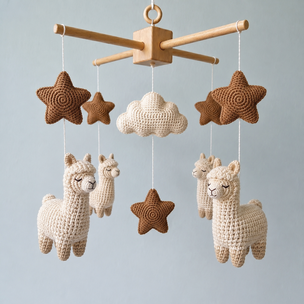 Crochet Animal Baby Mobile, Bunny Llama Sheep Cat Crib Mobile