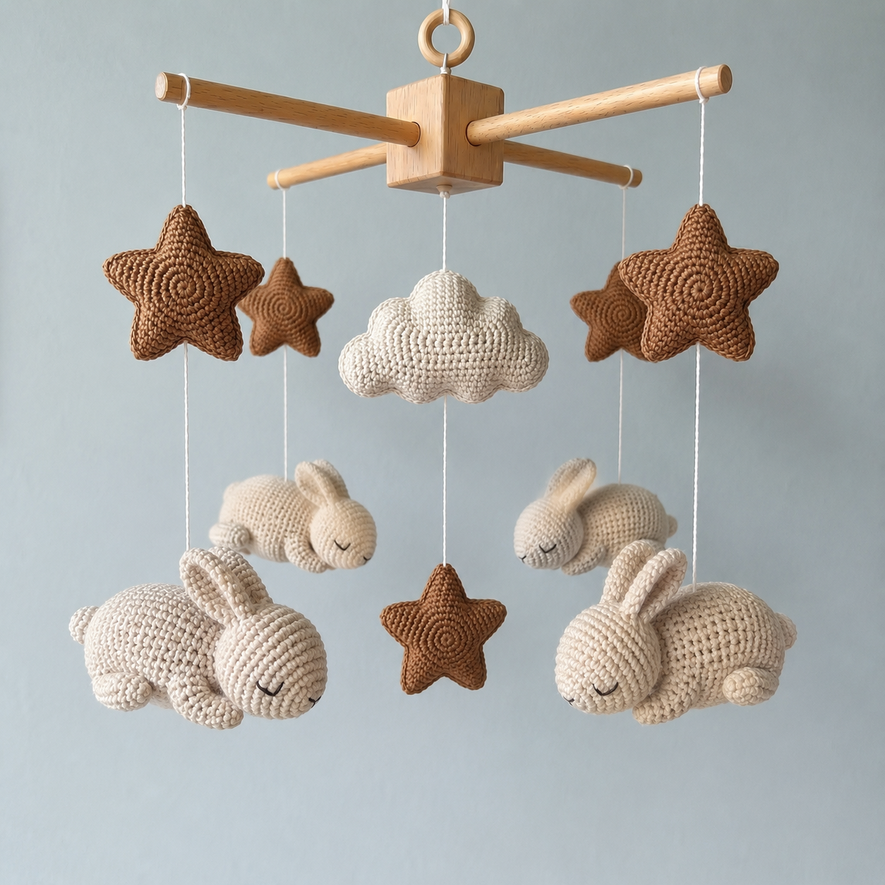 Crochet Animal Baby Mobile, Bunny Llama Sheep Cat Crib Mobile