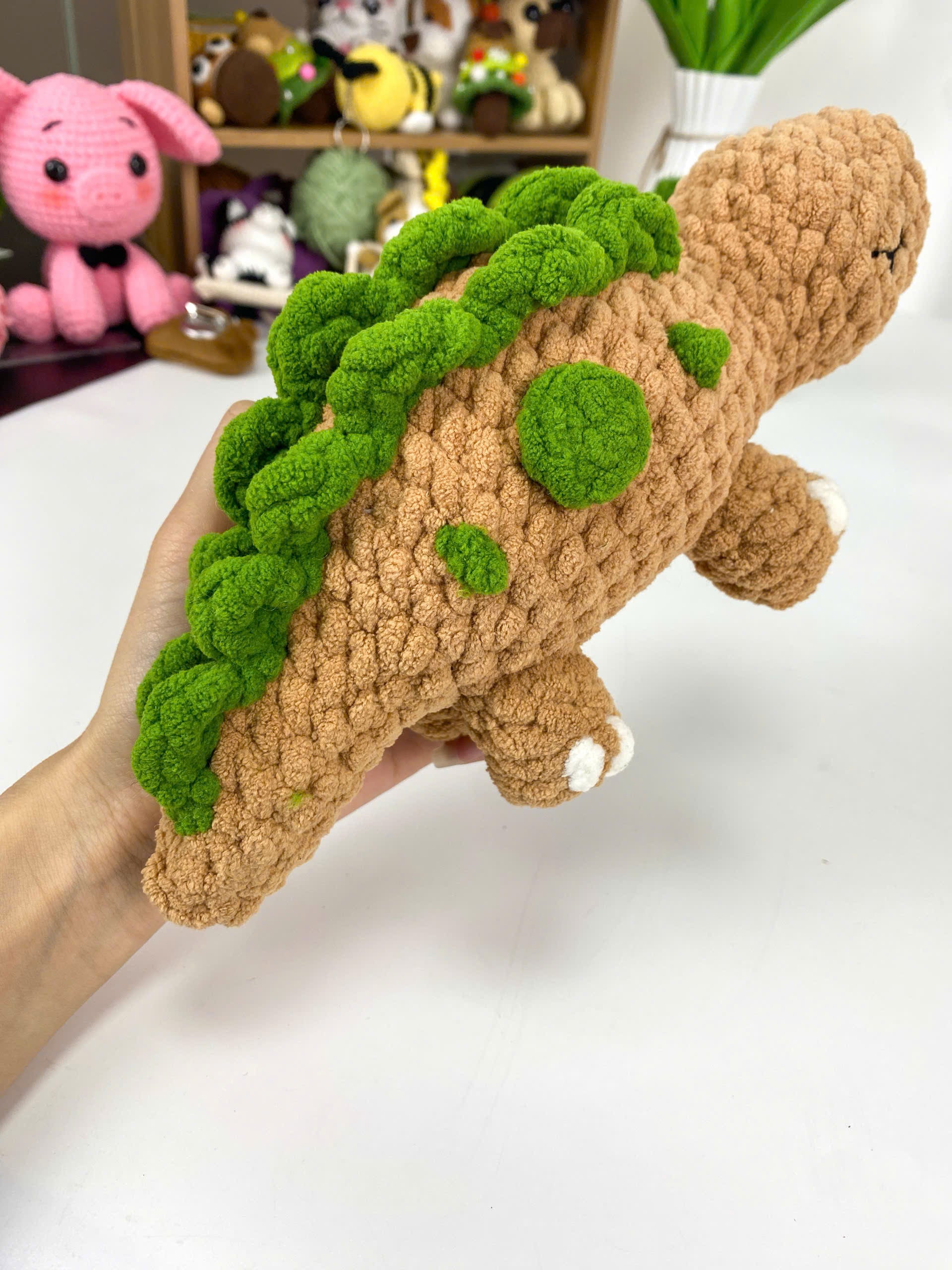 Cute Crochet Stegosaurus Pattern, Sleepy Dinosaur Amigurumi (PDF)