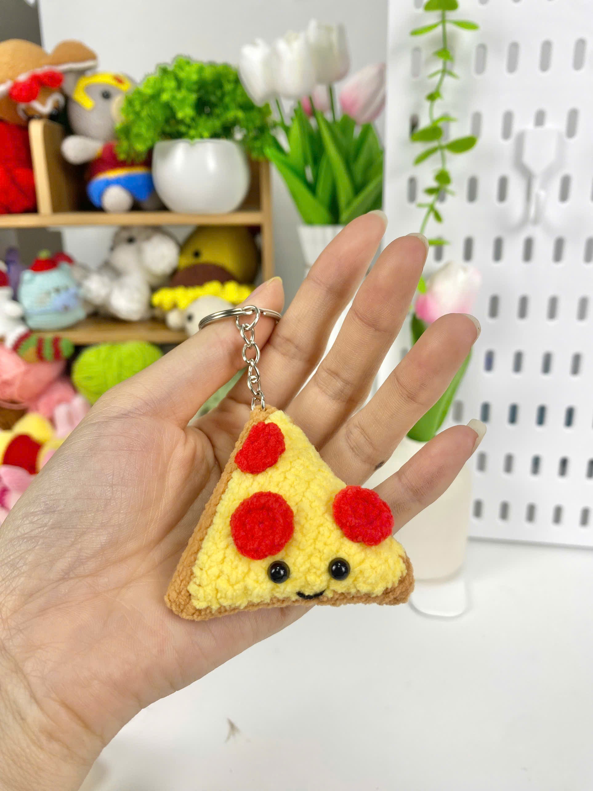 Fast Food Crochet Keychain Pattern: Burger, Fries, Pizza, Egg (PDF)