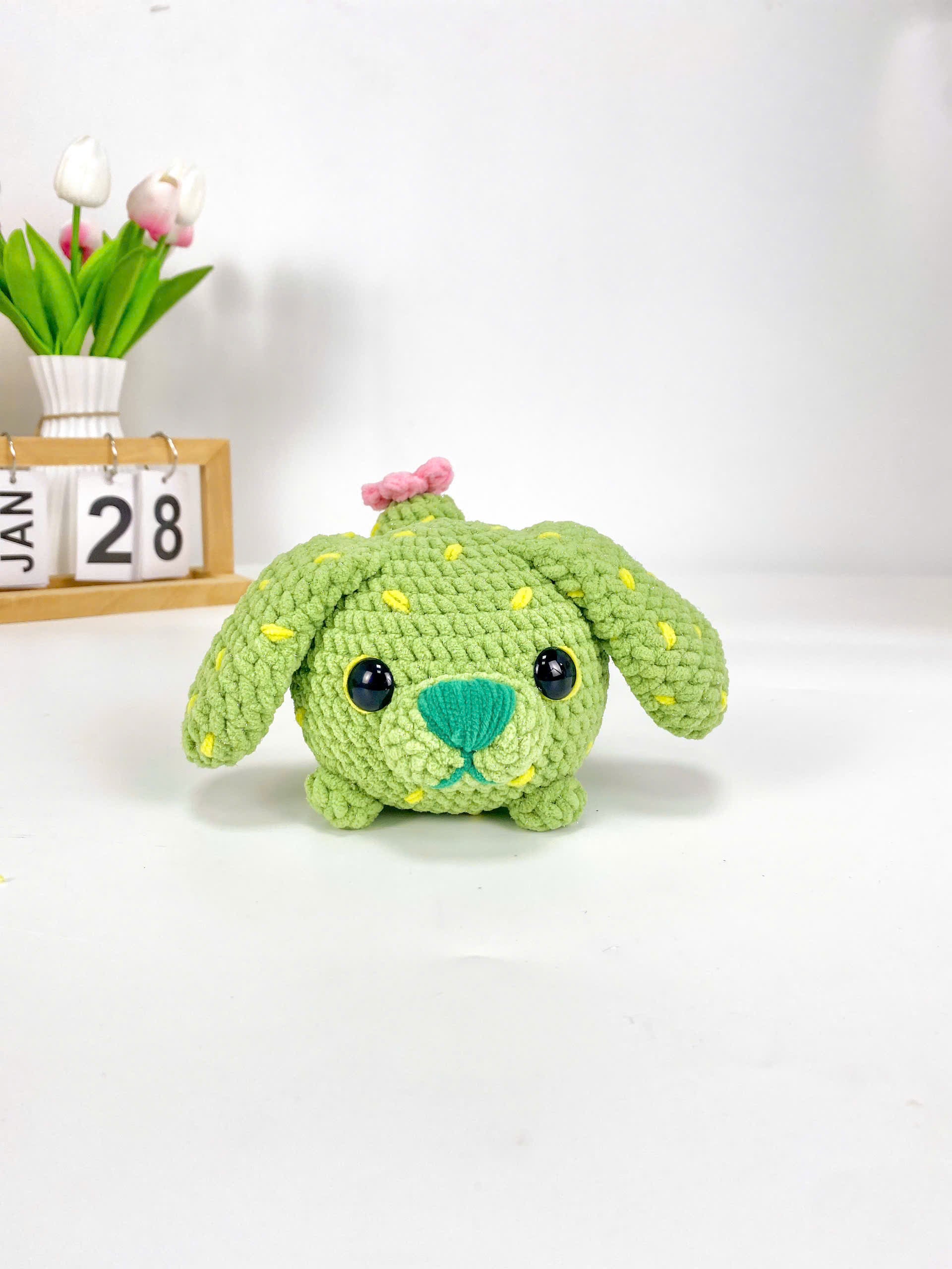 Cactus Dog Crochet Pattern Bundle 4 in 1, Amigurumi Cactus Dog Plush Toy, Crochet Dog with Flowers