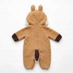Handmade Chipmunk Baby Romper, Crochet Woodland Animal Onesie, Brown Hooded Newborn Outfit, Baby Shower Gift, Photo Prop