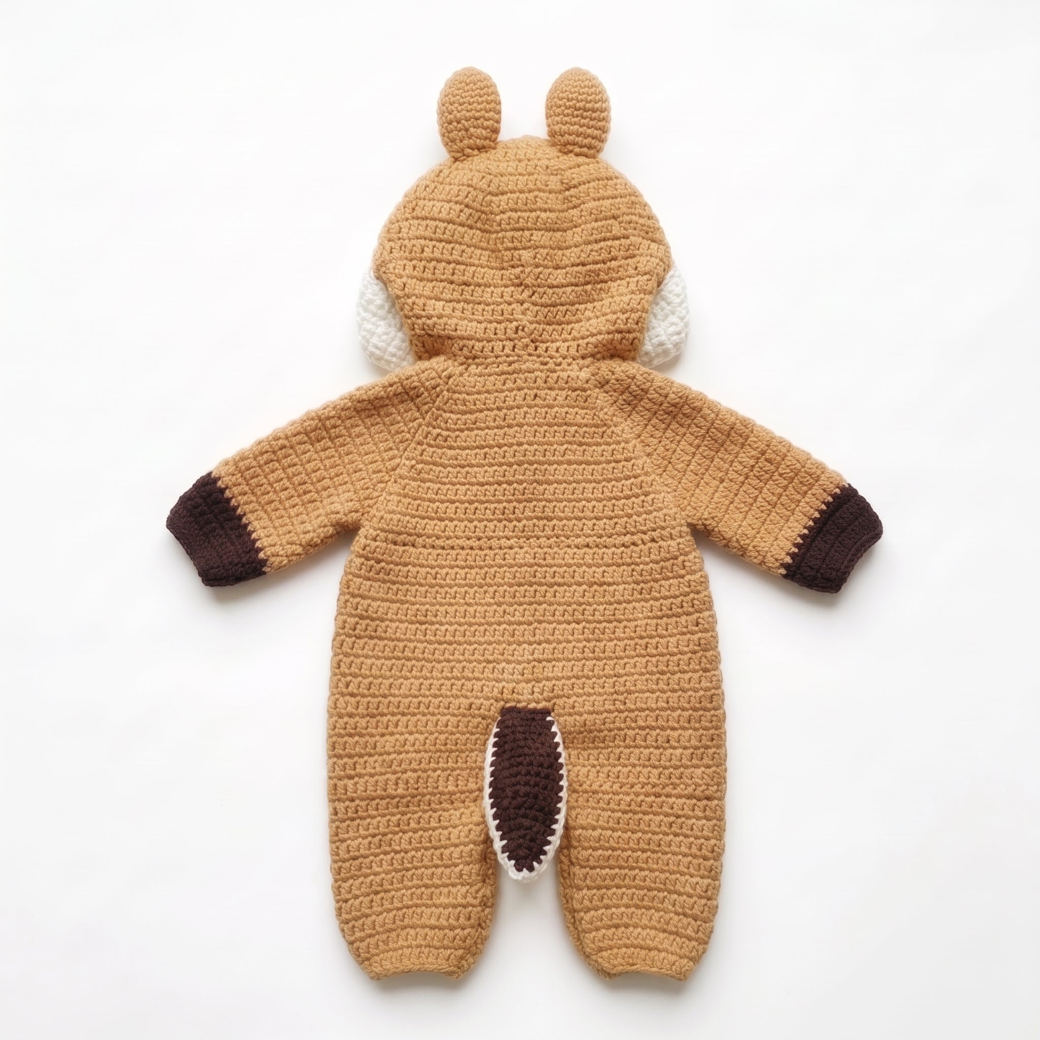 Handmade Chipmunk Baby Romper, Crochet Woodland Animal Onesie, Brown Hooded Newborn Outfit, Baby Shower Gift, Photo Prop