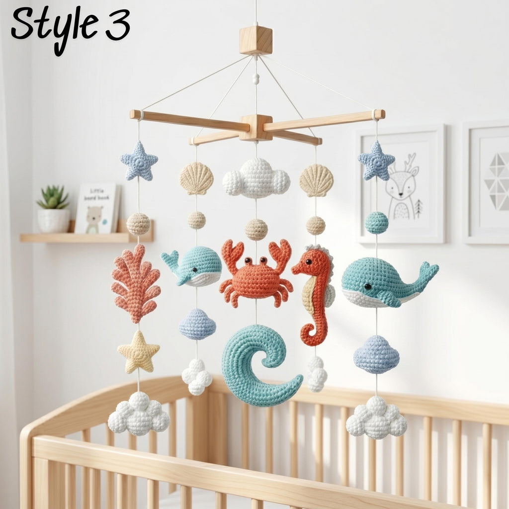 Ocean Baby Mobile, Crochet Sea Animals Crib Mobile