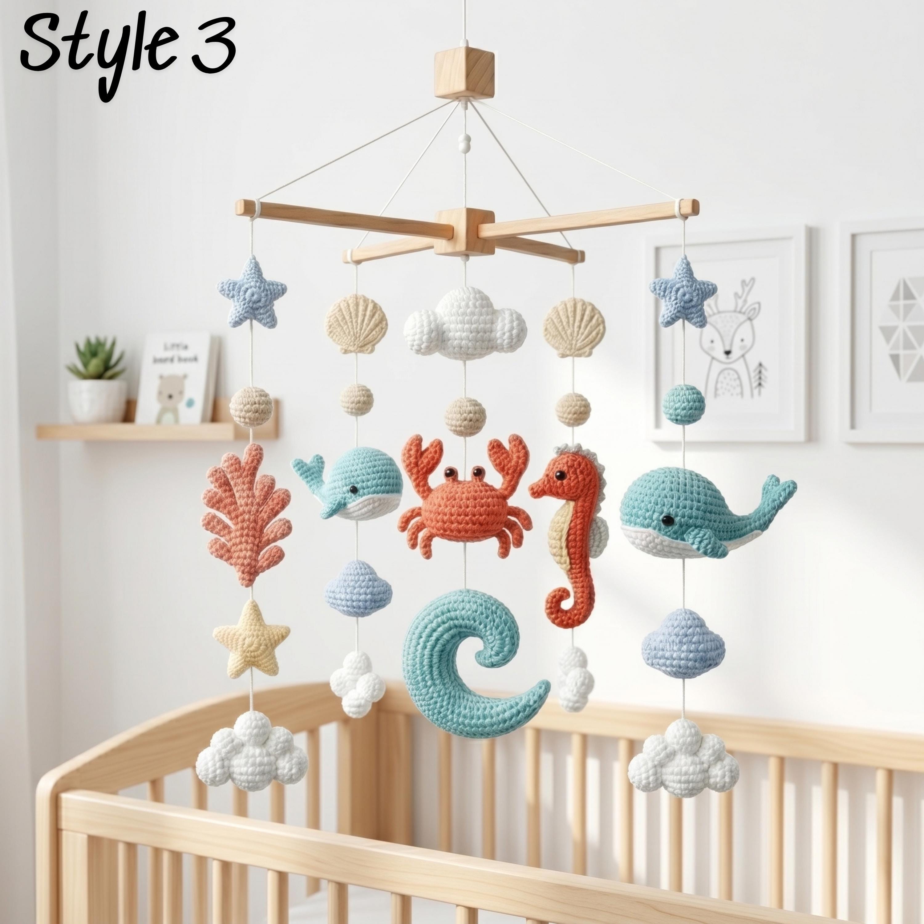 Ocean Baby Mobile, Crochet Sea Animals Crib Mobile