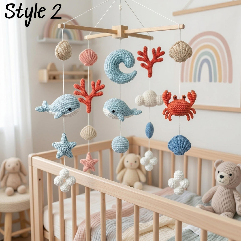 Ocean Baby Mobile, Crochet Sea Animals Crib Mobile
