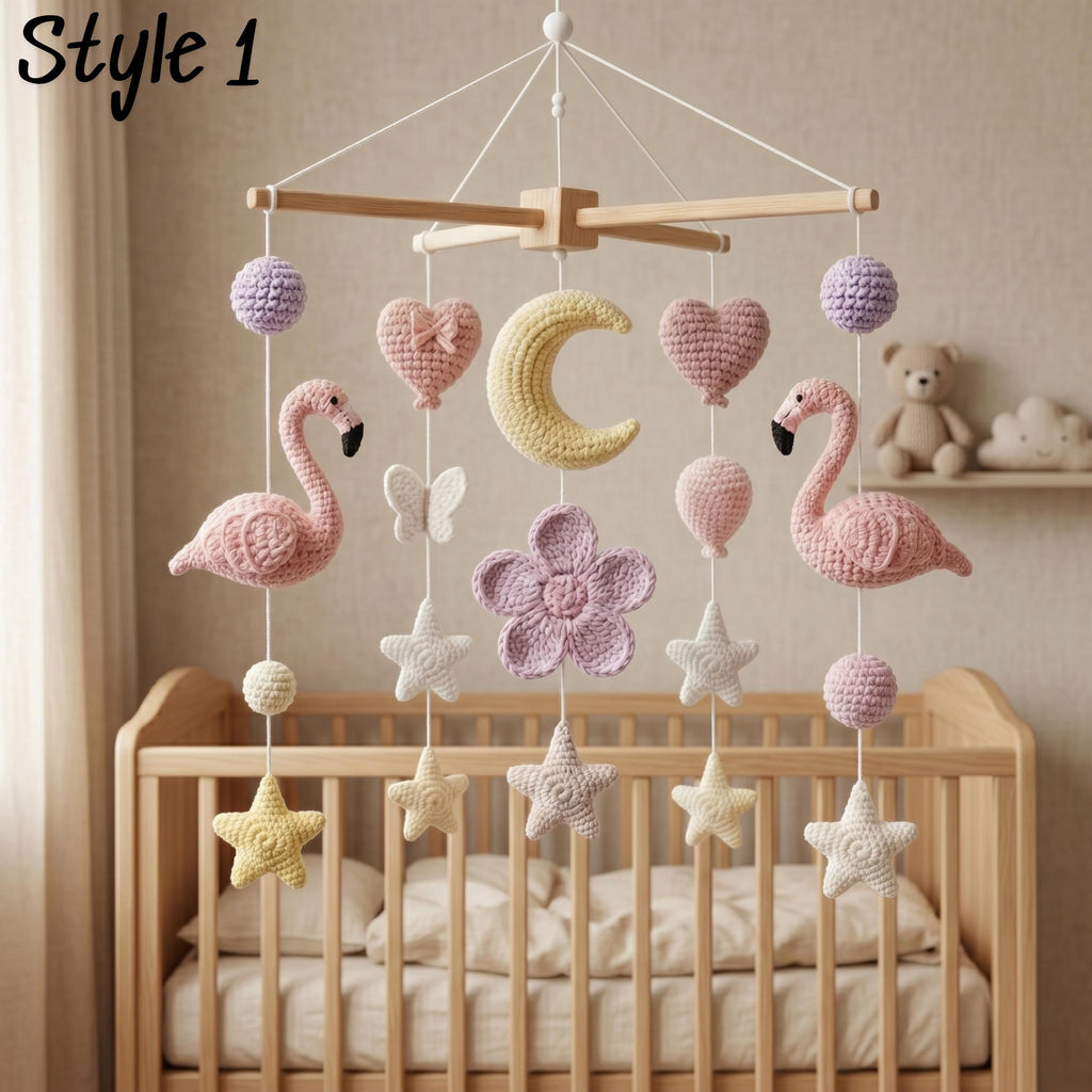 Pink Flamingo Baby Mobile, Girl Nursery Decor