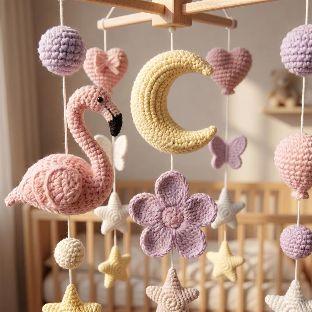 Pink Flamingo Baby Mobile, Girl Nursery Decor