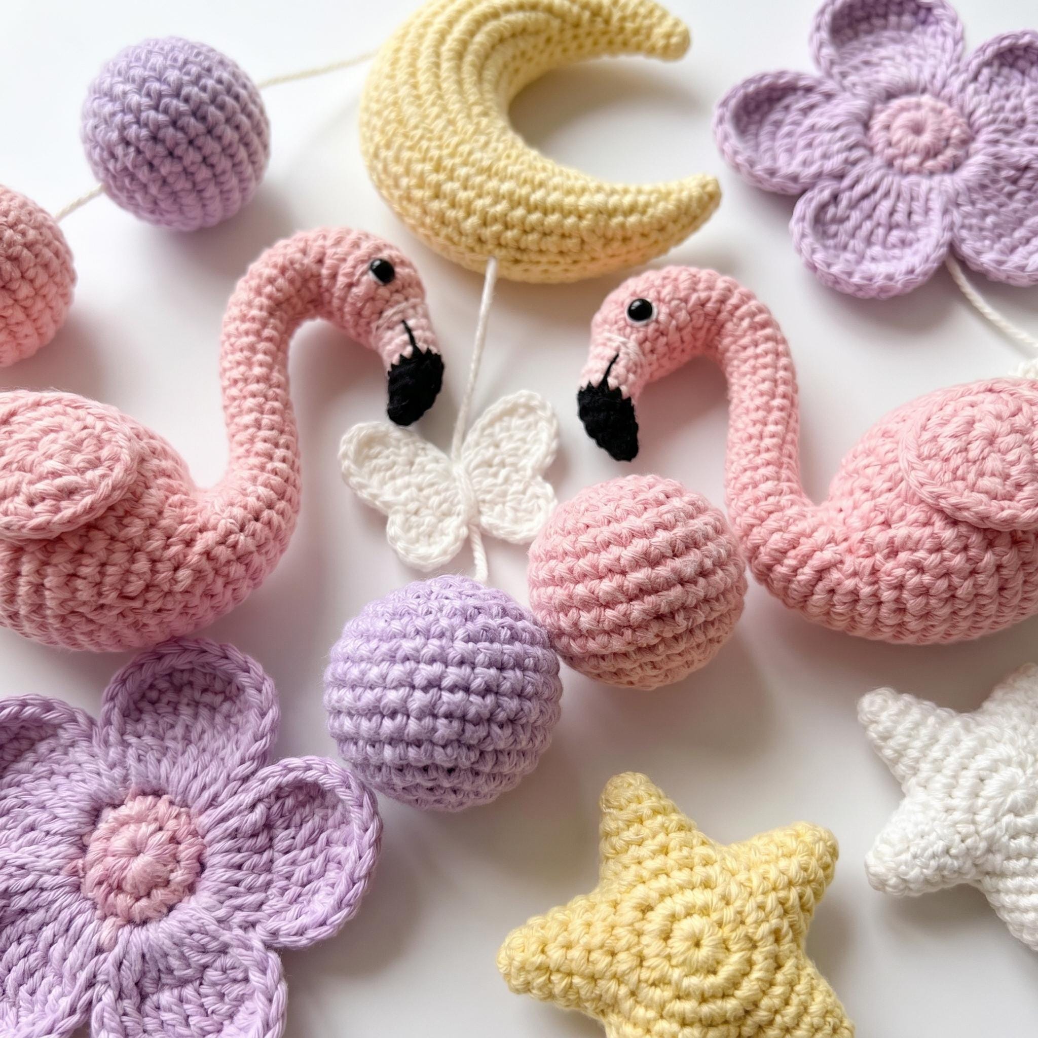 Pink Flamingo Baby Mobile, Girl Nursery Decor