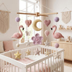 Pink Flamingo Baby Mobile, Girl Nursery Decor