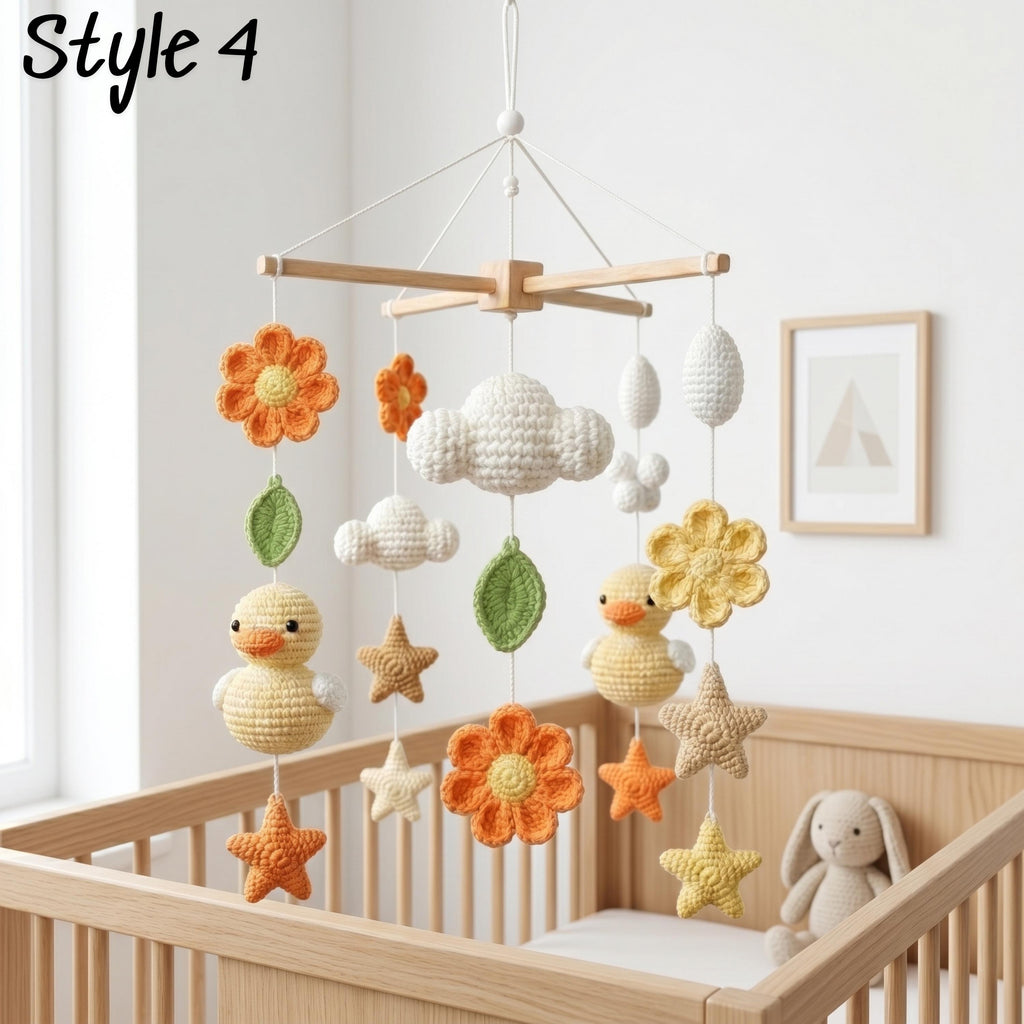 Handmade Duck Baby Mobile, Neutral Boho Nursery Decor