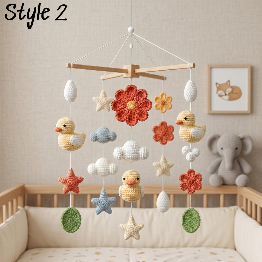 Handmade Duck Baby Mobile, Neutral Boho Nursery Decor