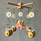 Crochet Bee Baby Mobile, Daisy Flower Crib Mobile