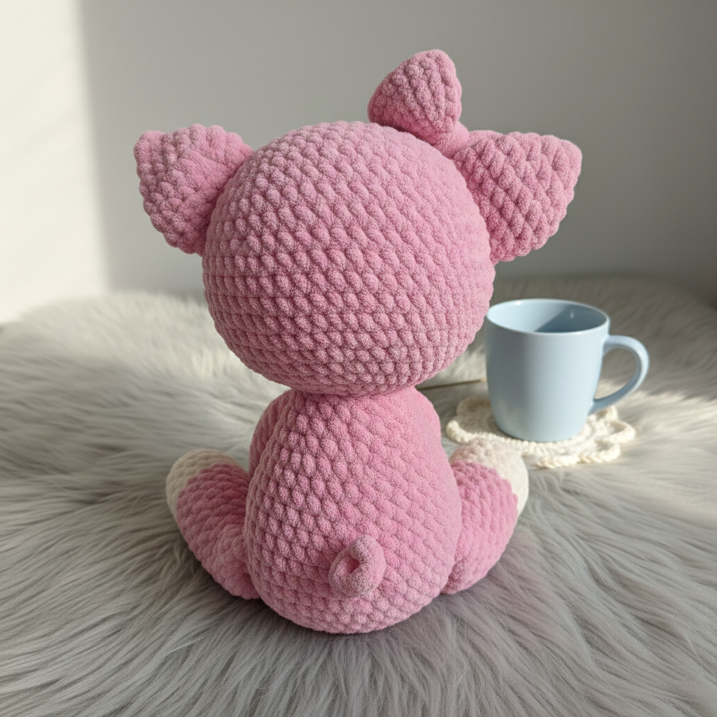 Pig Crochet Pattern PDF – Cute Amigurumi Pig with Bow, Plush Pig Toy Pattern