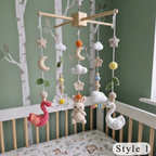 Garden Lake Crochet Baby Mobile, Handmade Swan and Flamingo Crib Hanging with Bunny, Butterflies and Flowers