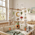 Bunny Baby Mobile, Woodland Neutral Nursery Decor