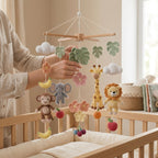 Handmade Safari Baby Mobile X Frame, Jungle Crib Mobile