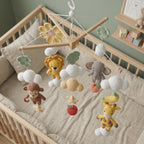 Handmade Safari Baby Mobile X Frame, Jungle Crib Mobile