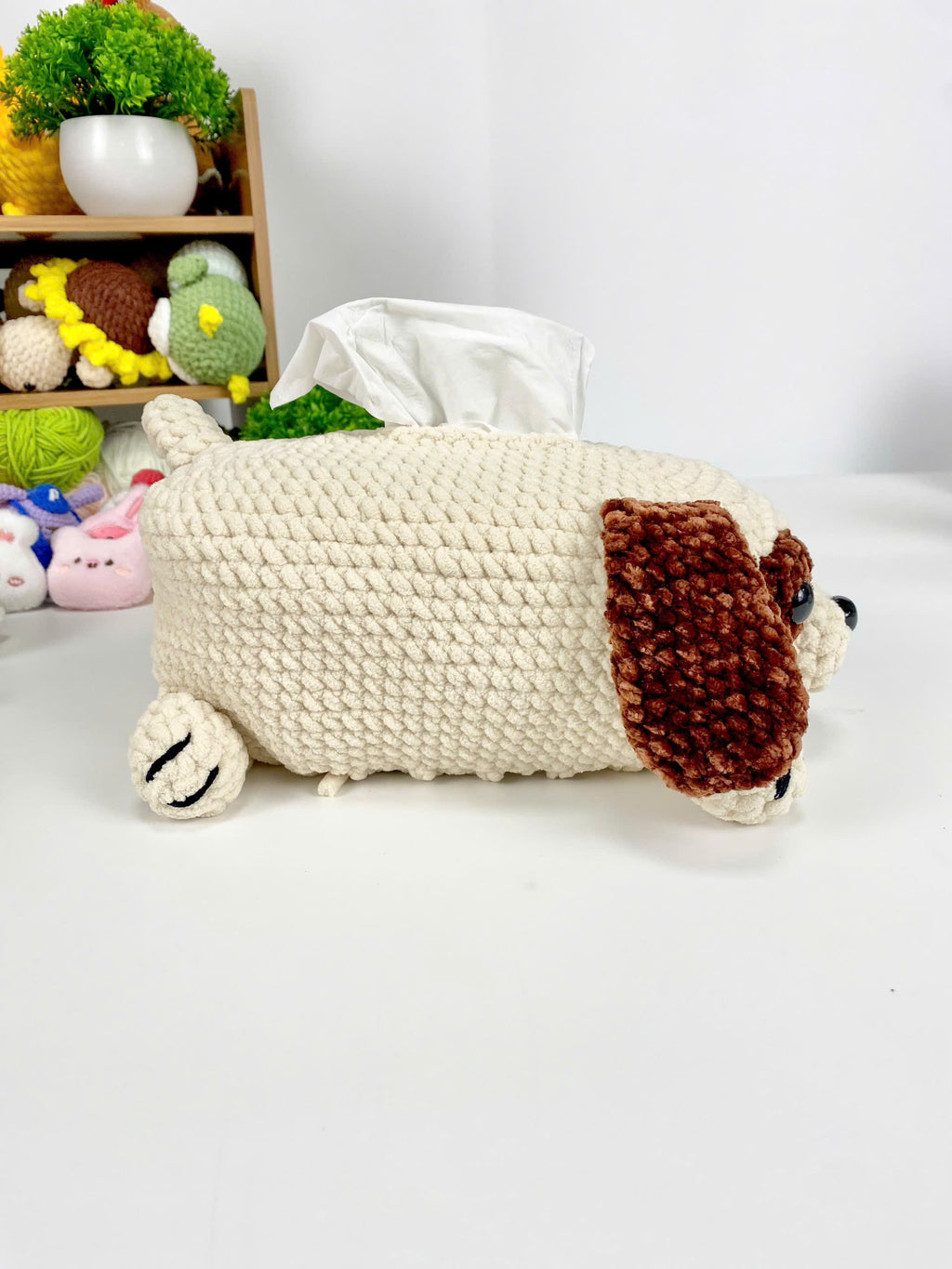 Crochet Brown Dog Tissue Box Cover Pattern: Amigurumi PDF (Digital Download)