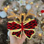 Reindeer Bow Crochet Pattern PDF, Christmas Bow Amigurumi Tutorial, Deer Antler Hair Bow Digital Download
