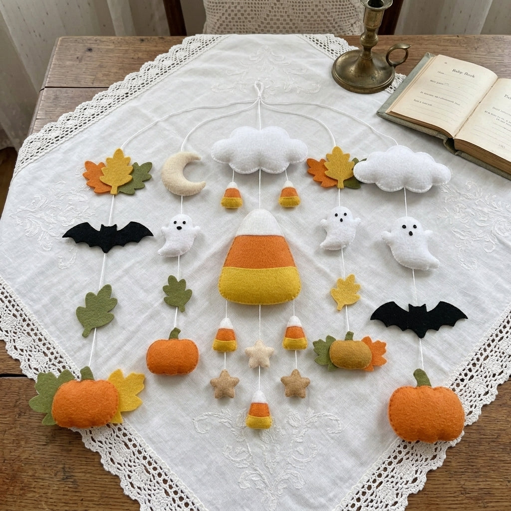Felt Halloween Candy Corn Baby Mobile