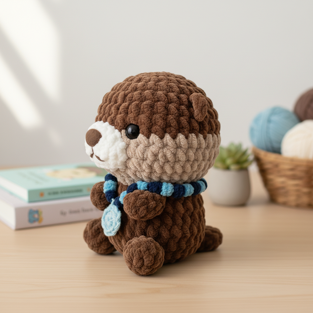 Otter Crochet Pattern, Amigurumi Otter Plush with Necklace, Kawaii Animal Crochet PDF
