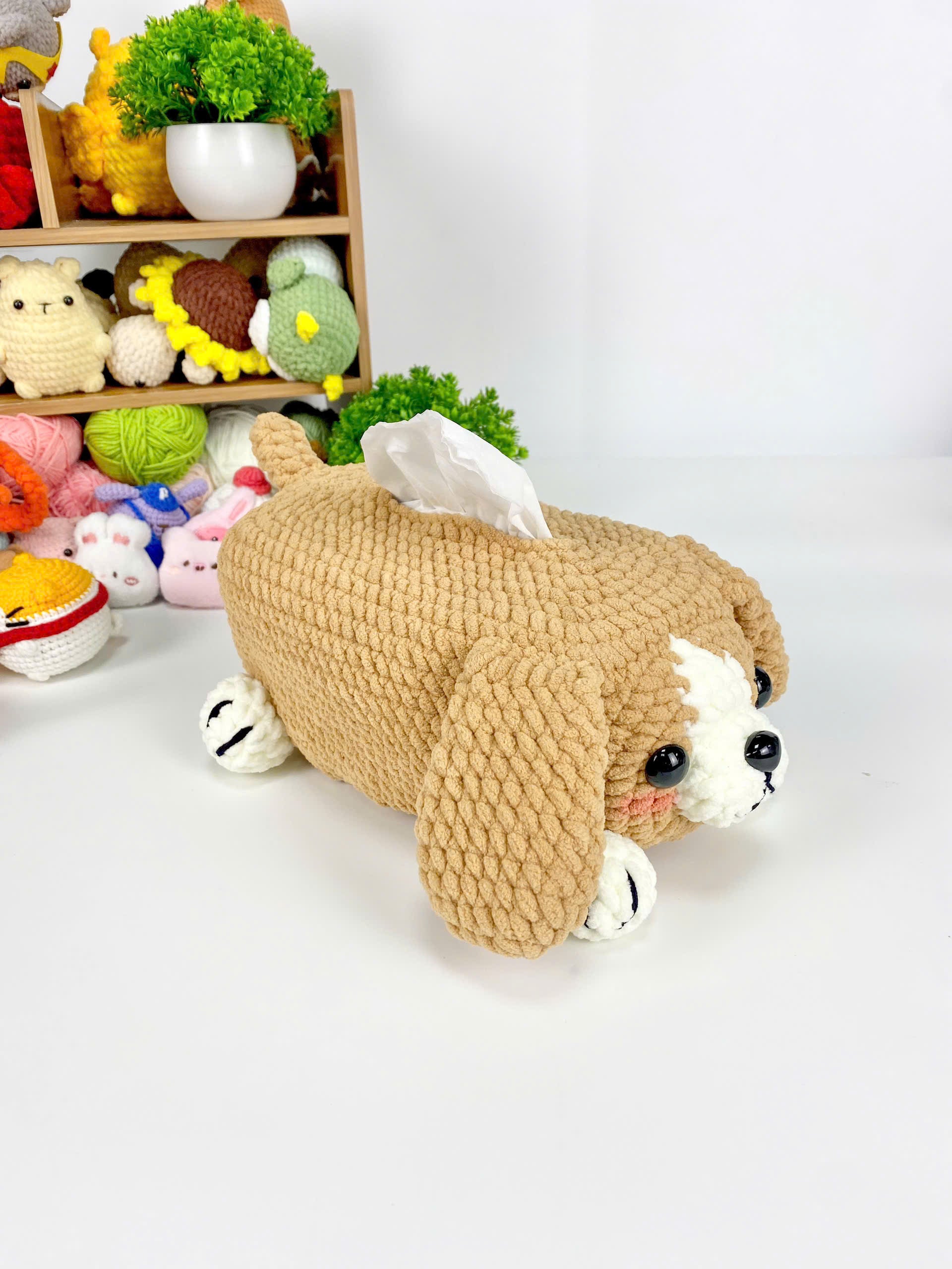 Dog Tissue Box Cover Crochet Pattern: Amigurumi PDF
