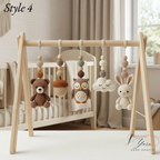 Woodland Baby Play Gym, Crochet Forest Animal Baby Gym, Wooden Montessori Play Gym, Neutral Nursery Decor, Baby Shower Gift, Handmade Baby Activity Gym