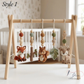 Woodland Baby Play Gym, Crochet Forest Animal Baby Gym, Wooden Montessori Play Gym, Neutral Nursery Decor, Baby Shower Gift, Handmade Baby Activity Gym