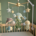 Crochet Ocean Baby Mobile, Sea Turtle Dolphin Jellyfish Fish Crib Decor, Under the Sea Nursery Hanging, Baby Shower Gift for Boy or Girl